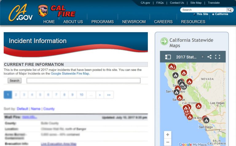 Website fire.ca.gov