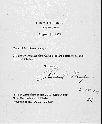 Resignierung von Richard Nixon, 37. Präsident der USA