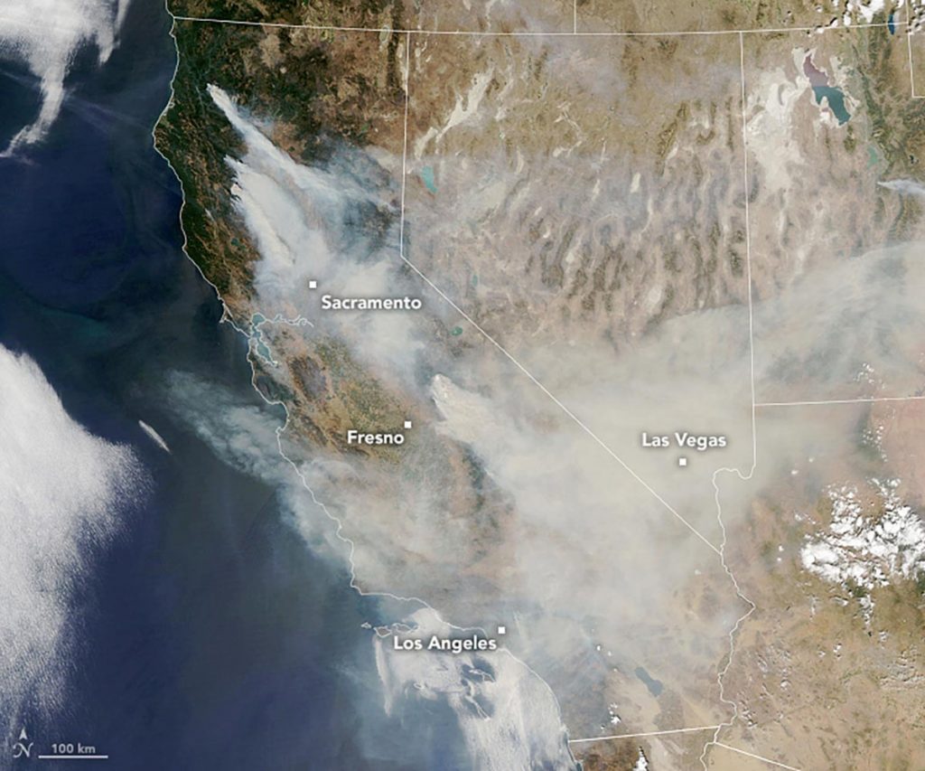 Rauch und Asche über Kalifornien (Quelle: NASA; 2020-09-07)